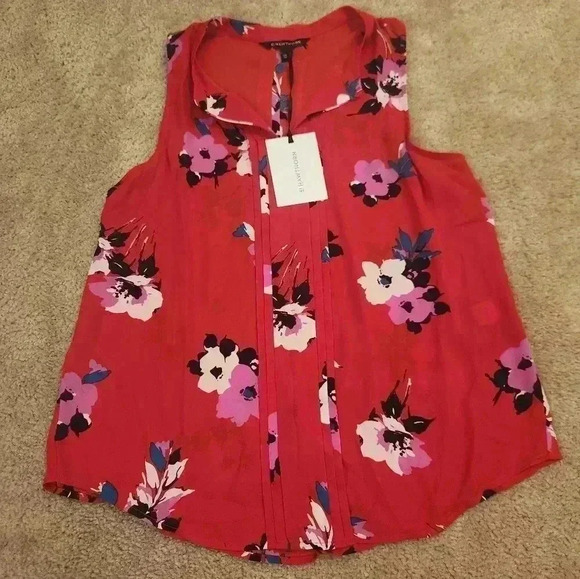 41 Hawthorn Red Floral Blouse Size L Sleeveless NWT - Picture 1 of 5